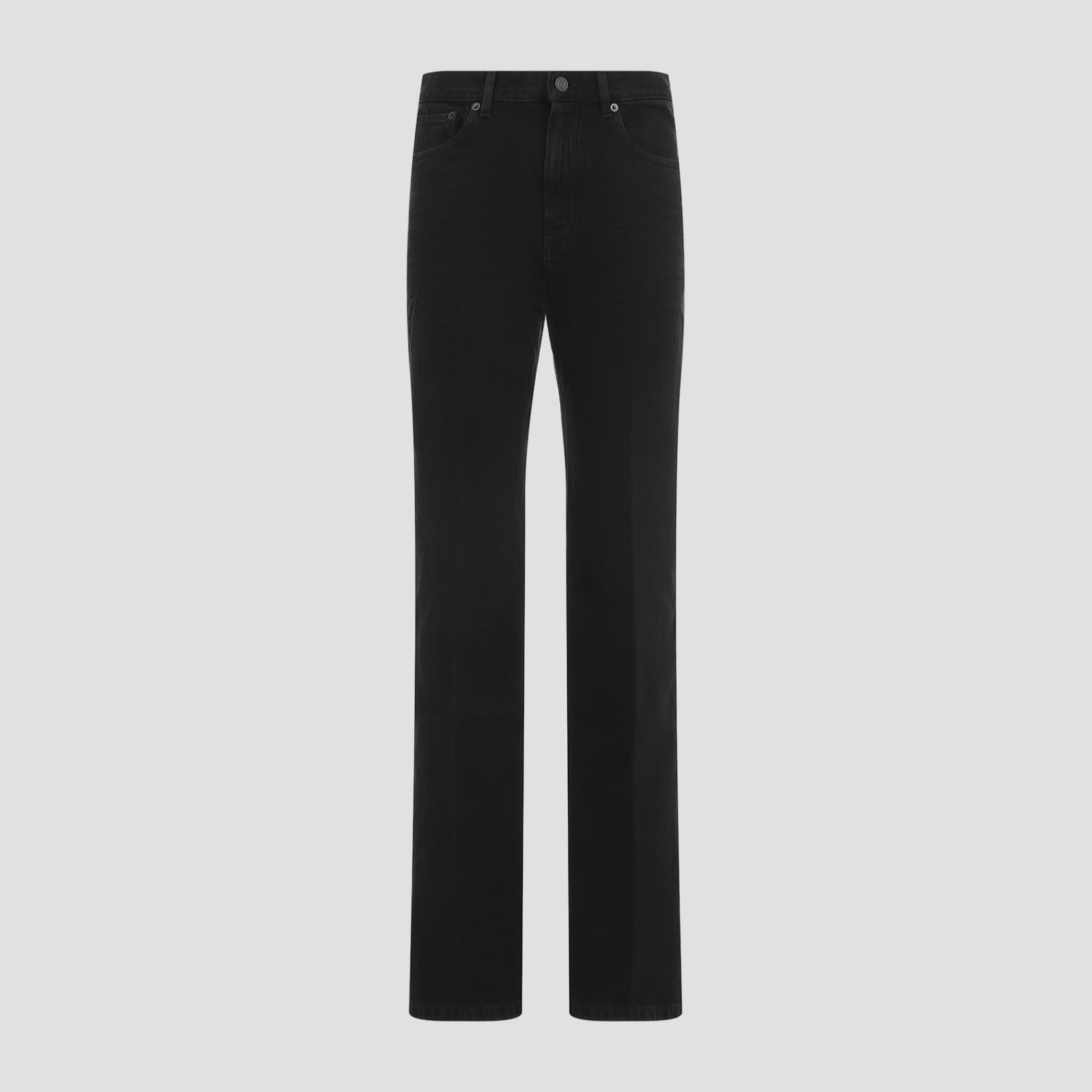 Shop Saint Laurent Mid Rise Straight Jeans In Carbon Black