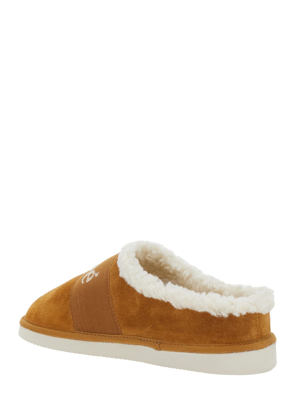 CHLOÉ BEIGE SLIP-ON MULE WITH LOGO LETTERING IN SUEDE GIRL 