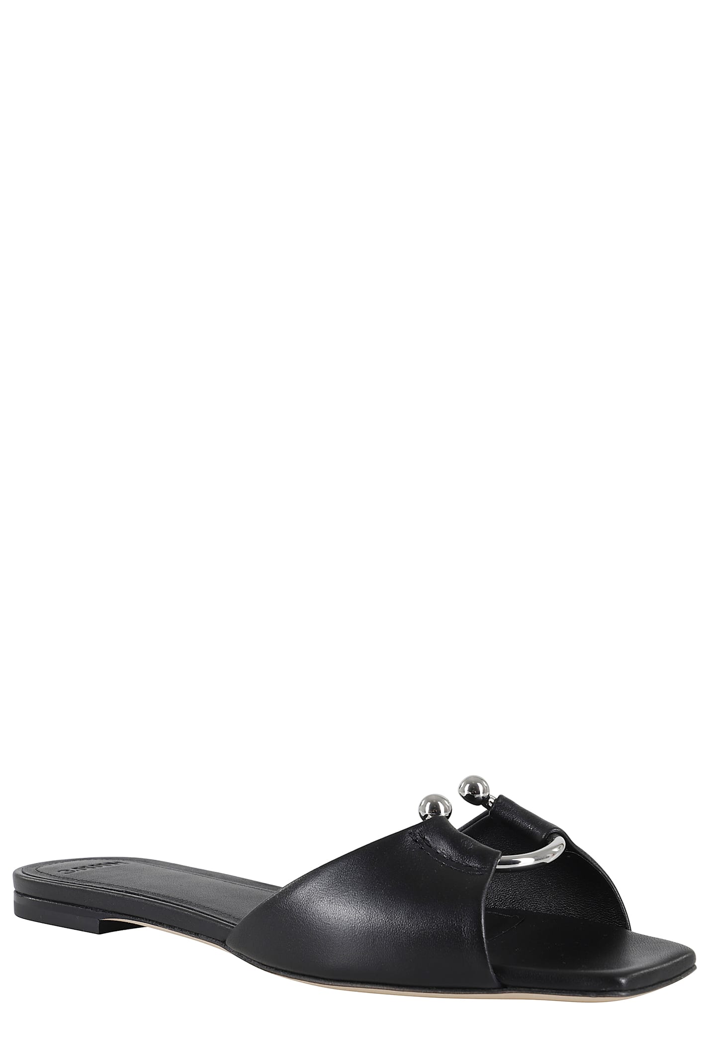 3juin Milla Flat Sandal With Square Toe In Black