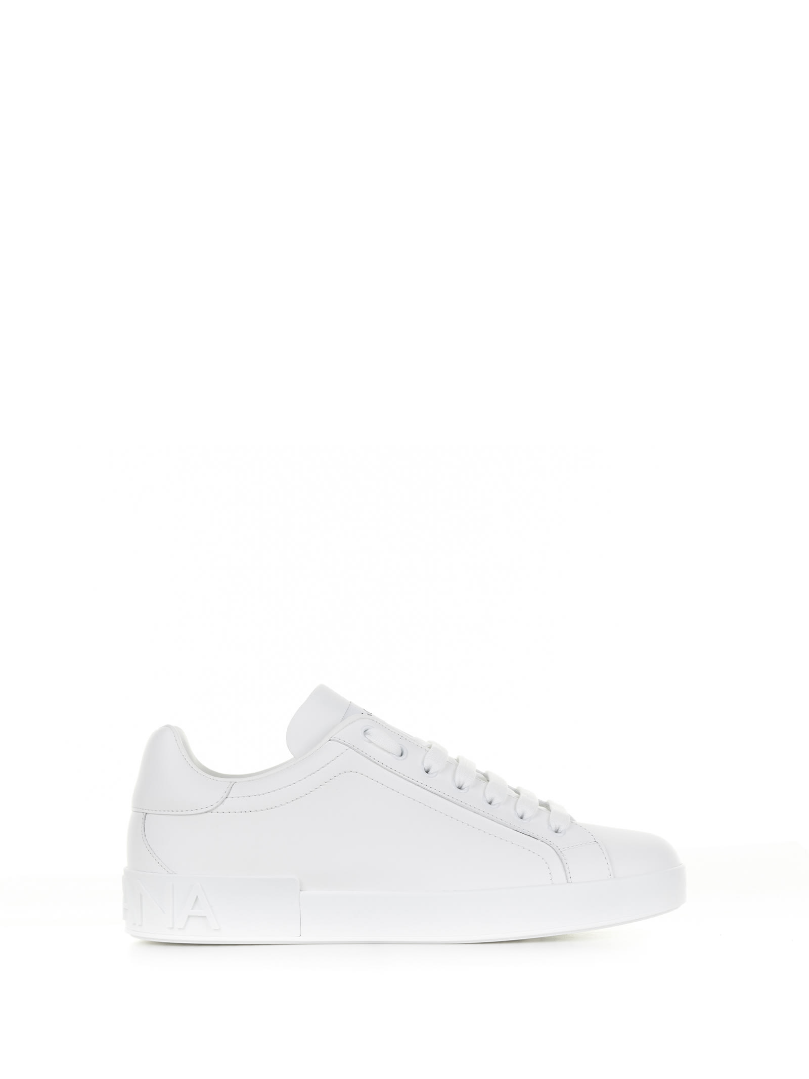 Dolce & Gabbana Portofino Sneaker In White Leather In Bianco