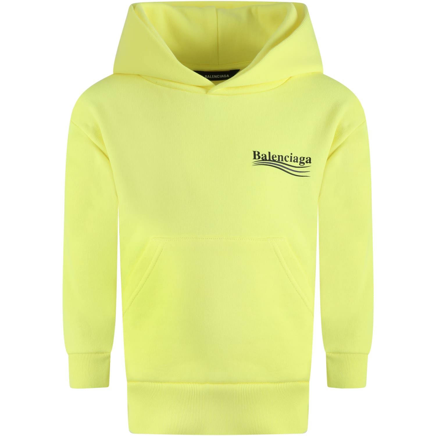 Balenciaga Neon Yellow Sweatshirt For Kids With Logo