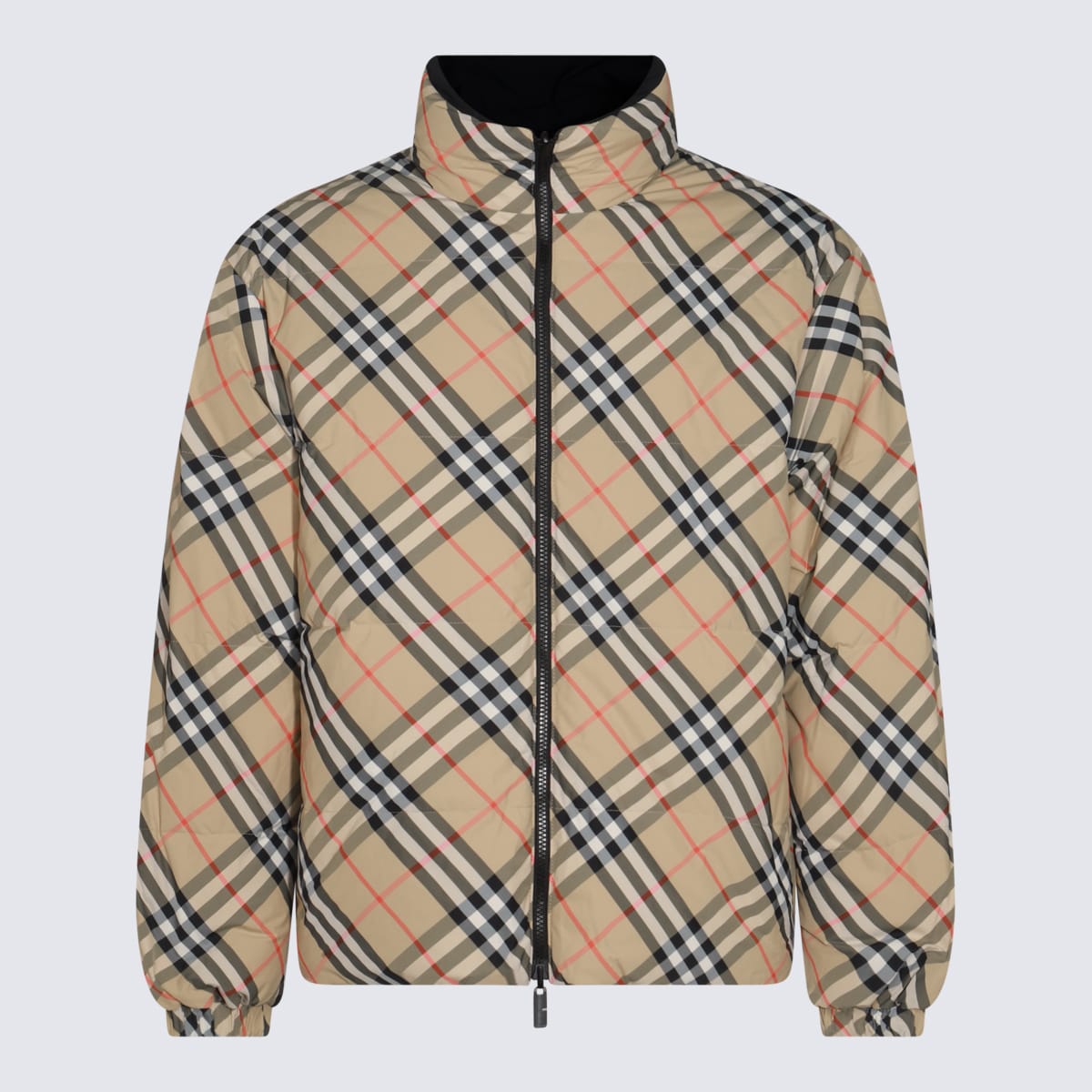 Shop Burberry Beige Down Jacket In Sand Ip Check