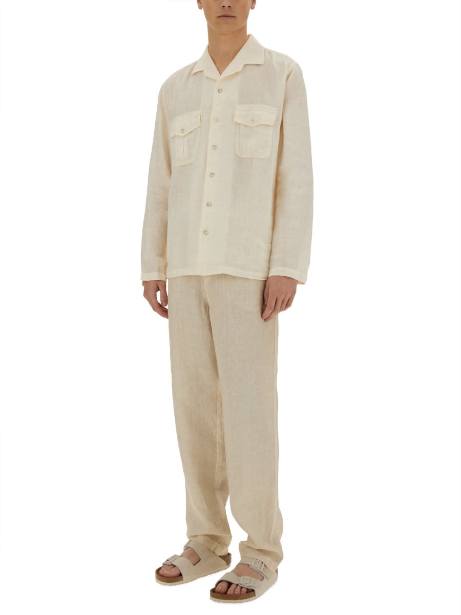 120% Lino Slim Fit Shirt In Beige