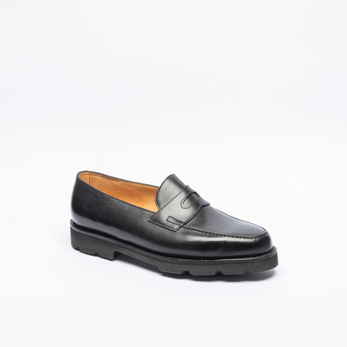 John Lobb Lopez Black Calf Loafer Rubber Sole