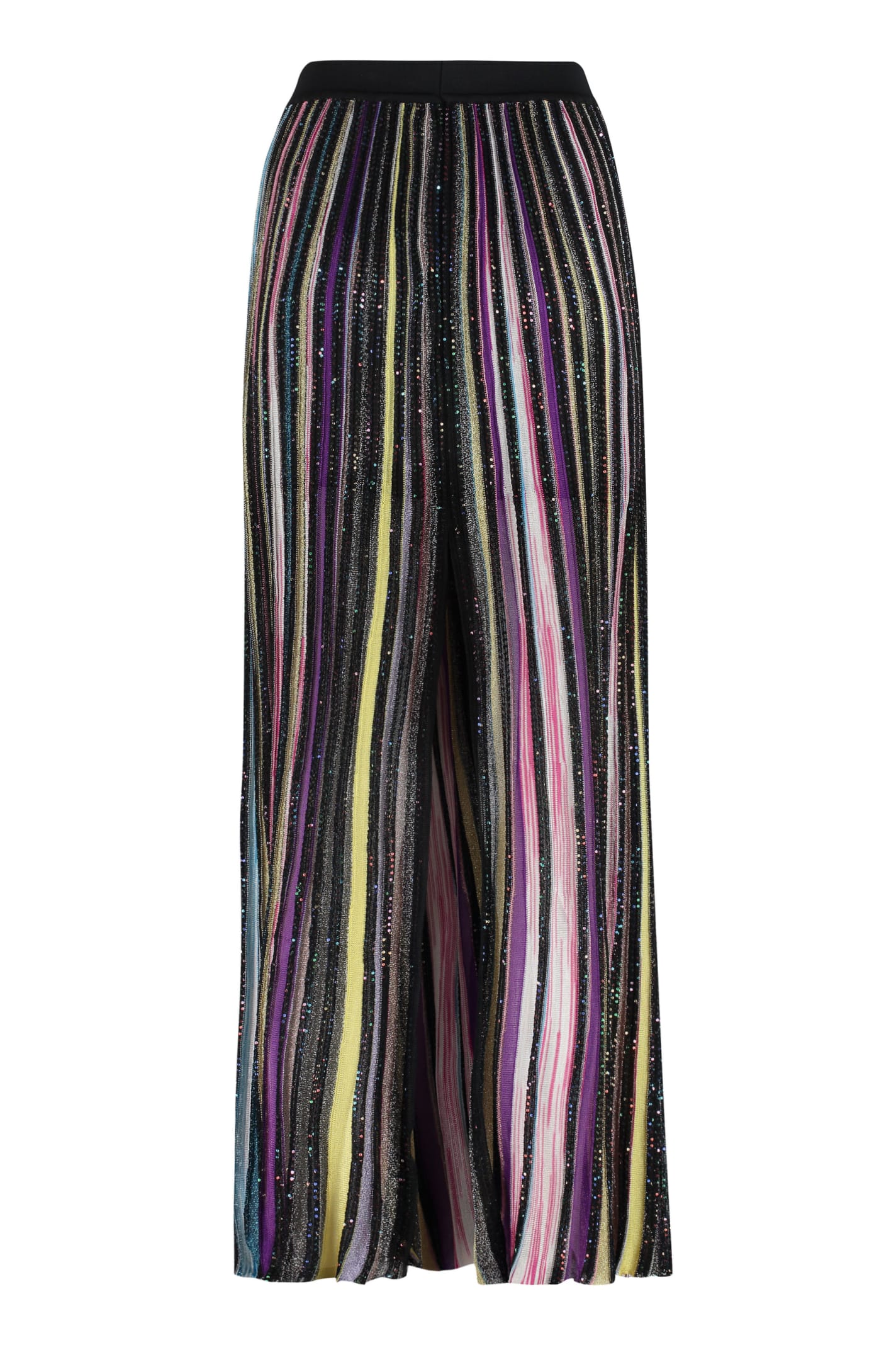 Shop Missoni Knitted Lurex Skirt In Nero/multicolour