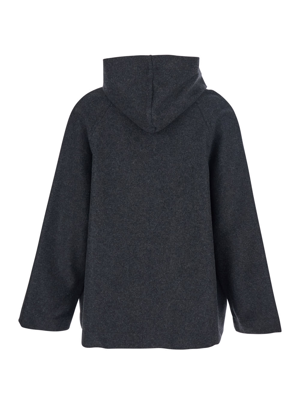 Mauro Grifoni Grey Jacket With Fixed Hood And Zip-up Fastening In Wool Blend Woman In Black