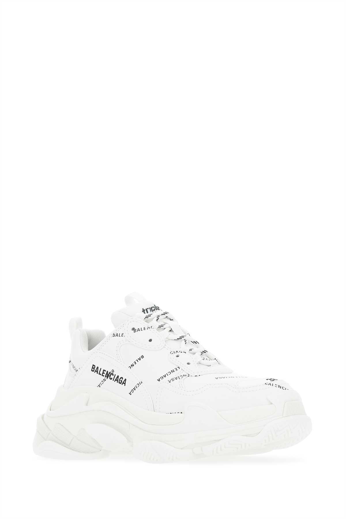 Shop Balenciaga White Synthetic Leather Triple S Sneakers In 9010