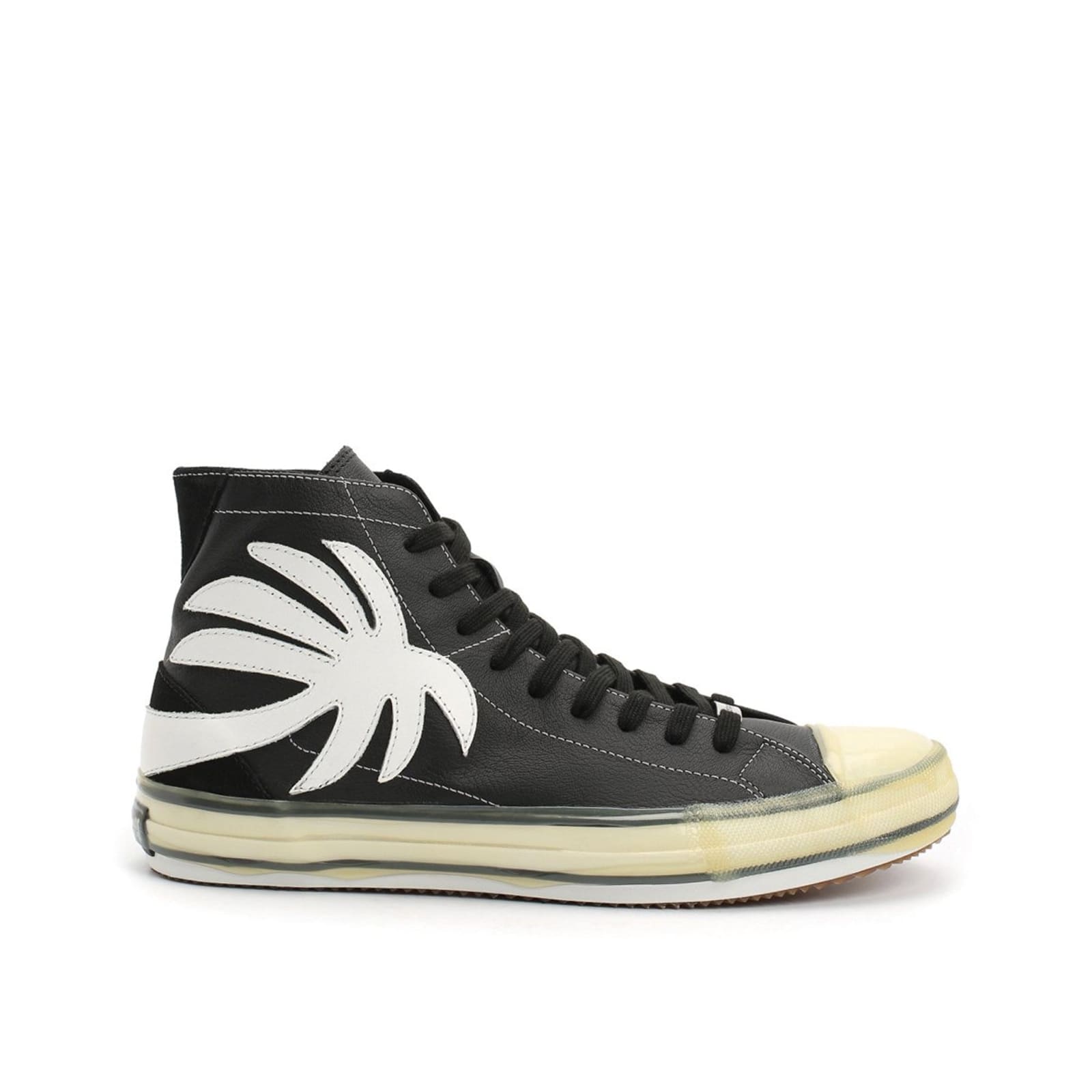 Shop Palm Angels High-top Vulcanized Sneakers In Black