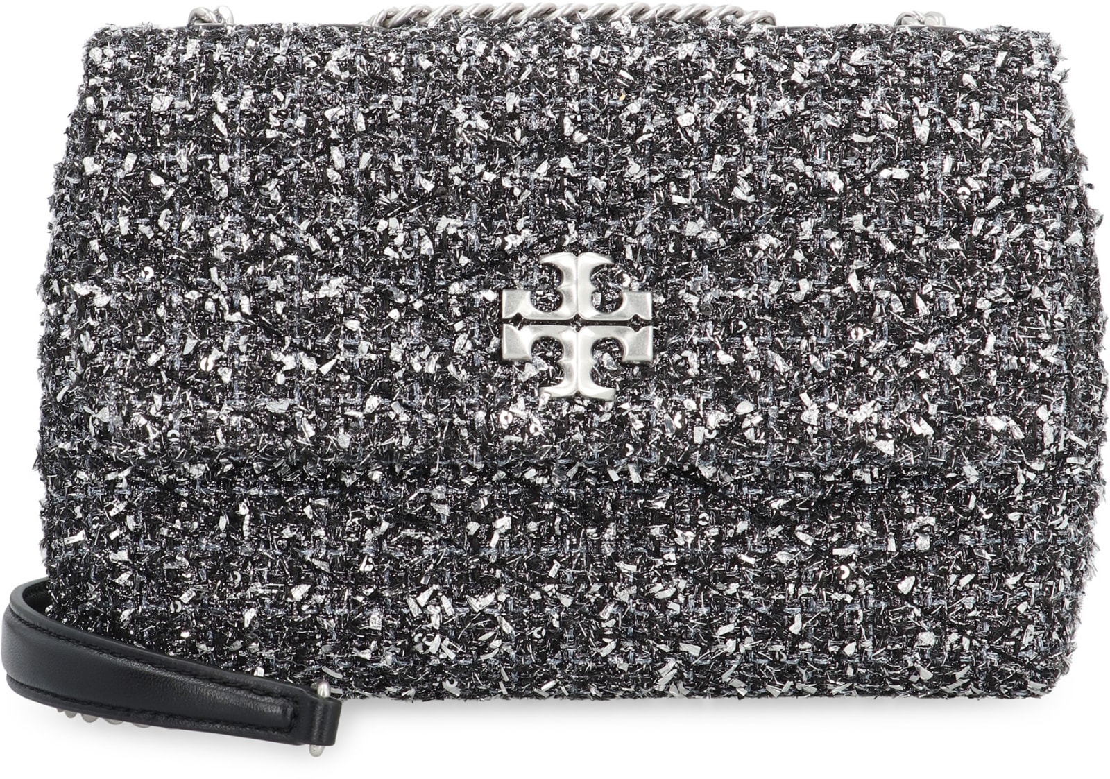 Shop Tory Burch Kira Tweed Small Convertible Shoulder Bag In Black/multicolor