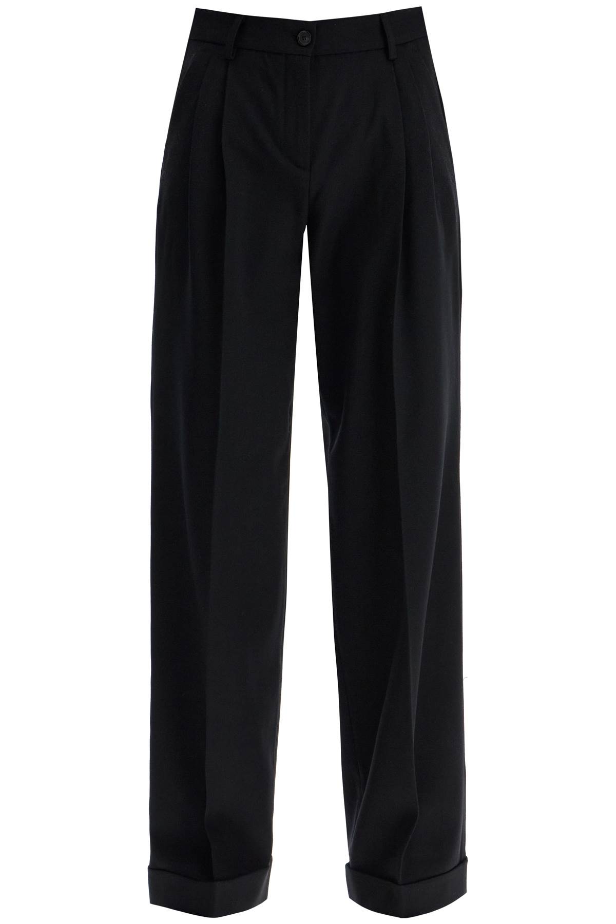 Shop Pinko Twill Wide-leg Trousers In Pal In Nero Limousine (black)