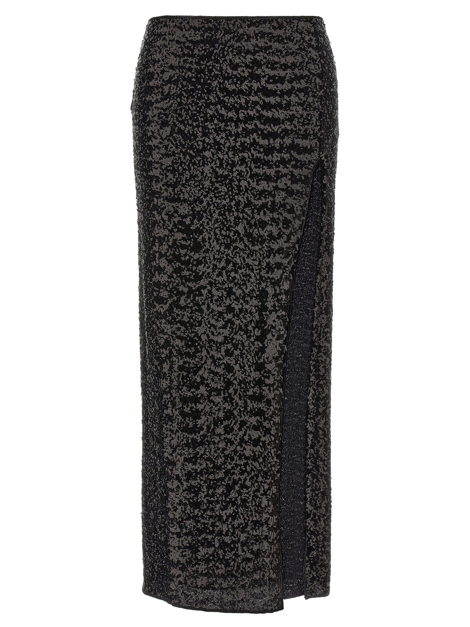 Shop Oseree Paillettes Long Skirt In Black