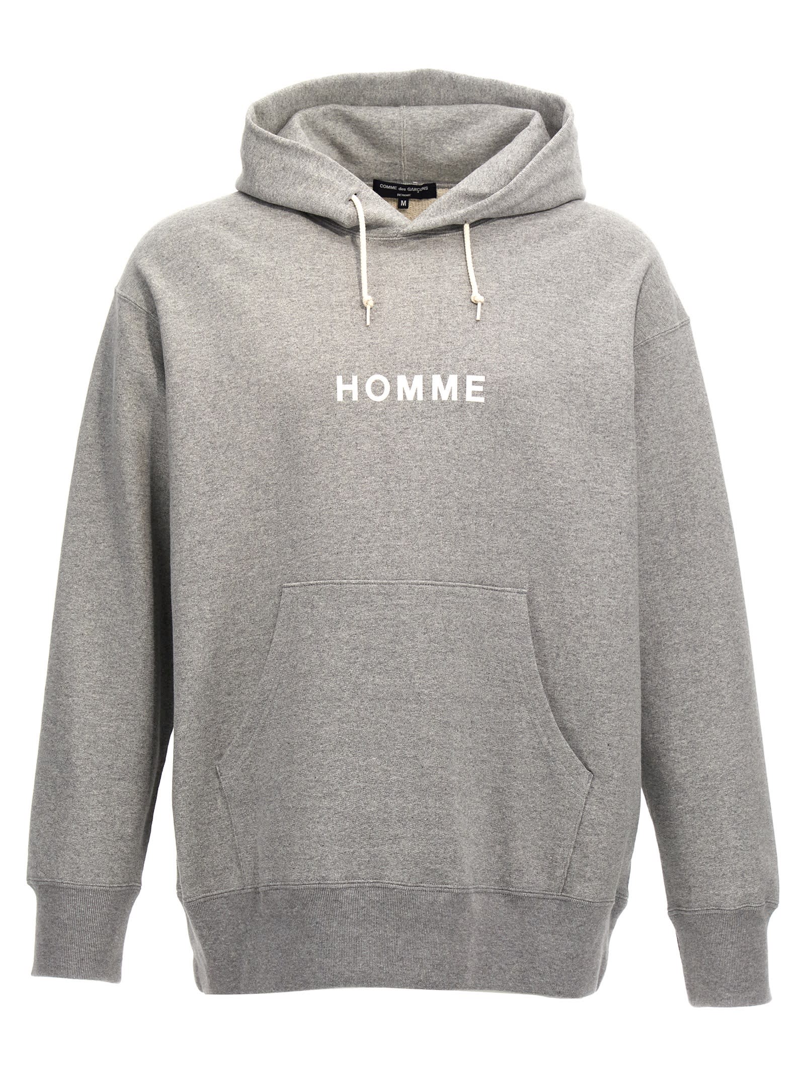 Shop Comme Des Garçons Homme Deux Logo Print Hoodie In Gray