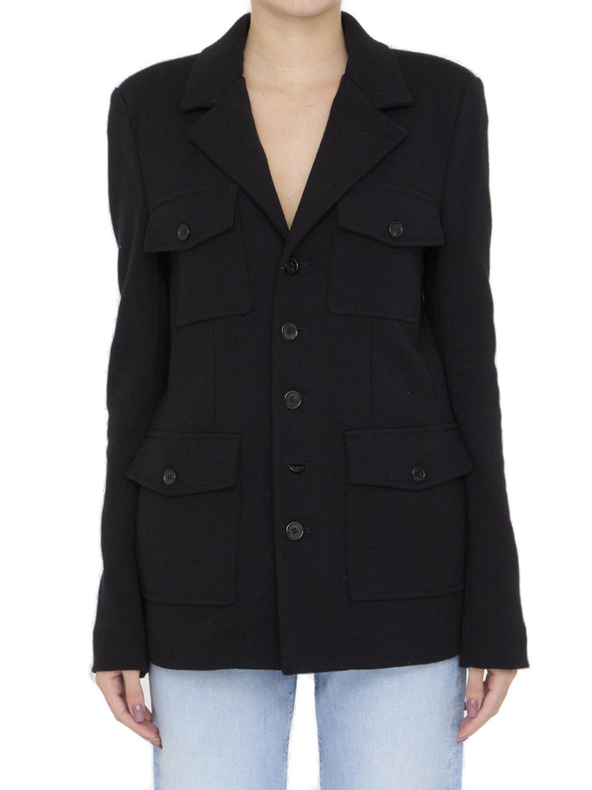 Shop Saint Laurent Saharienne Long-sleeved Jacket In Black