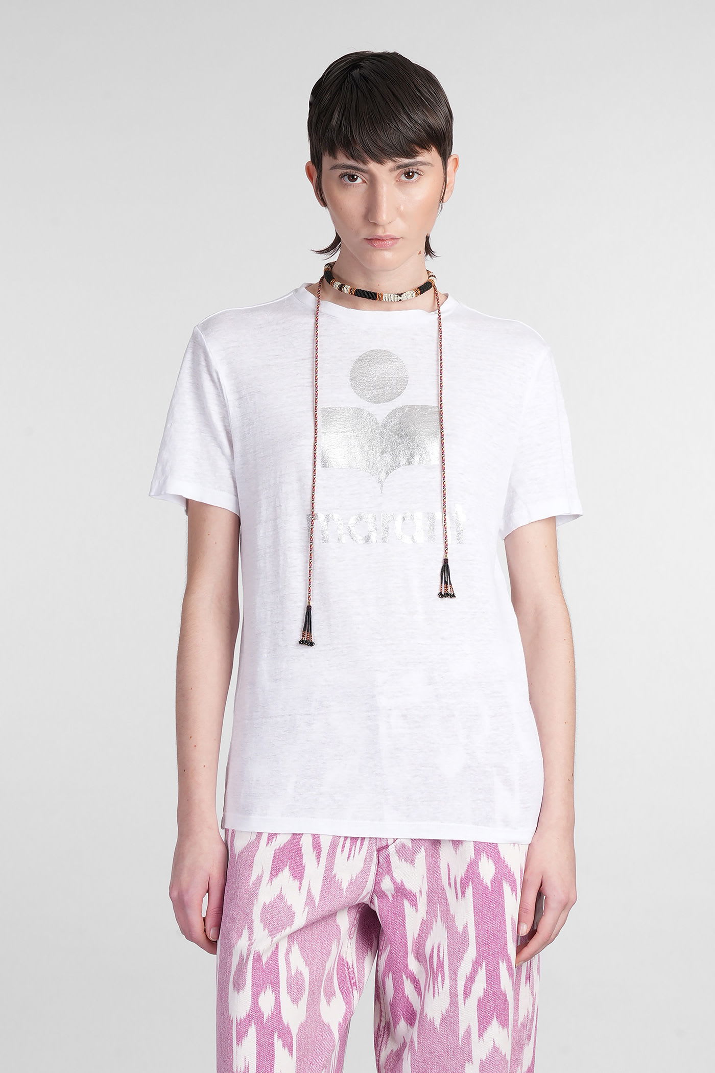 Marant Étoile Zewel T-shirt In White Linen