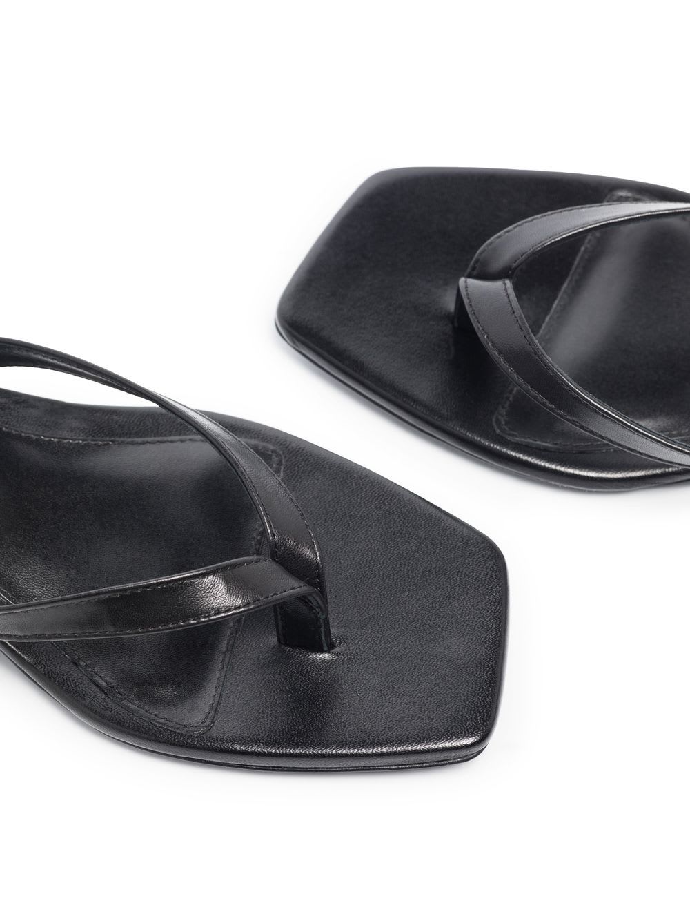 Totême Leather Heeled Flip Flops In Black