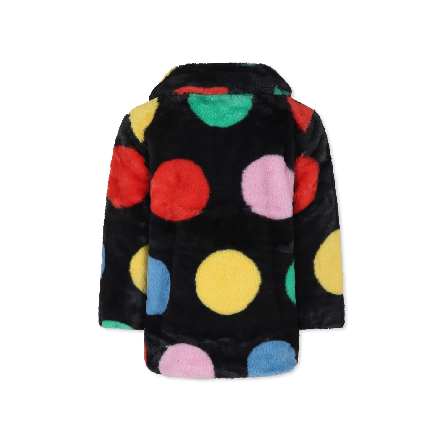 Stella Mccartney Polka-dot Faux-fur Jacket In Black