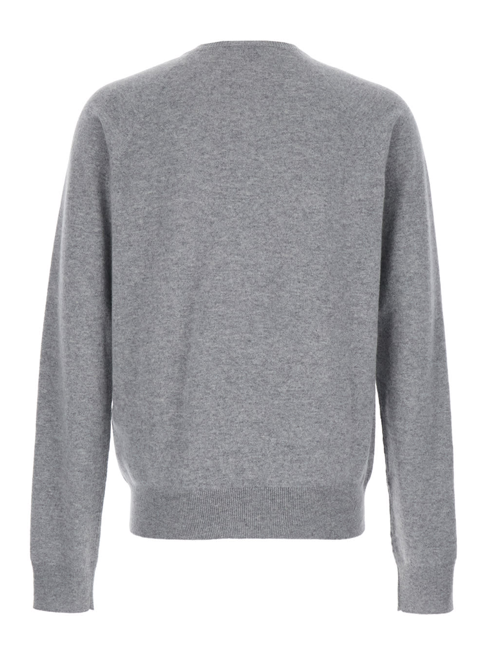 Shop Saint Laurent Grey Crewneck Sweater With Cassandre In Cashmere Man