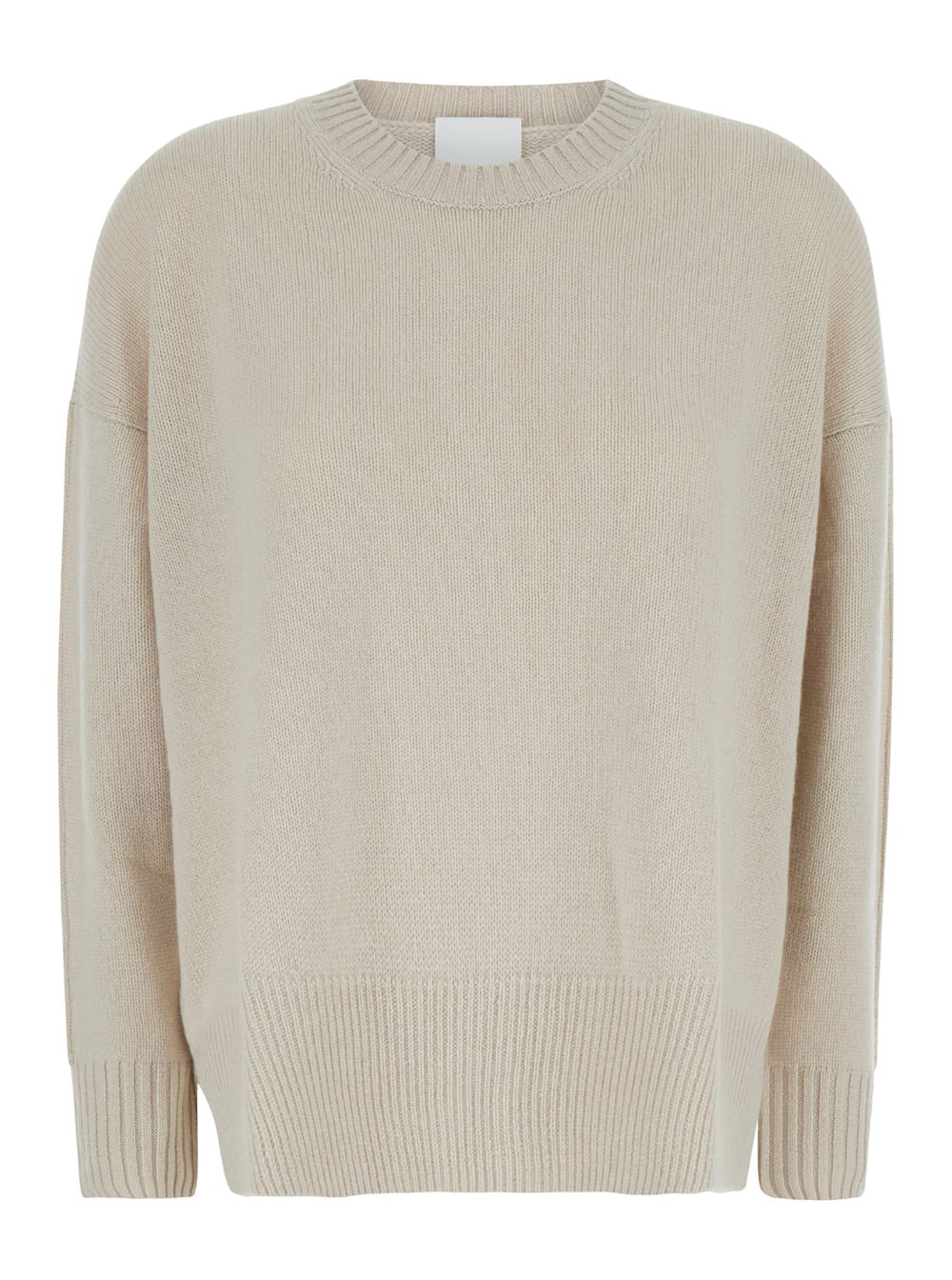 Shop Allude Beige Crewneck Sweater With Dropped Shoulders In Cashmere Woman