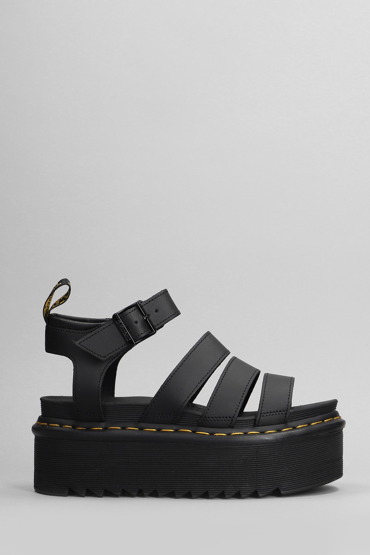 Blaire Quad Wedges In Black Leather