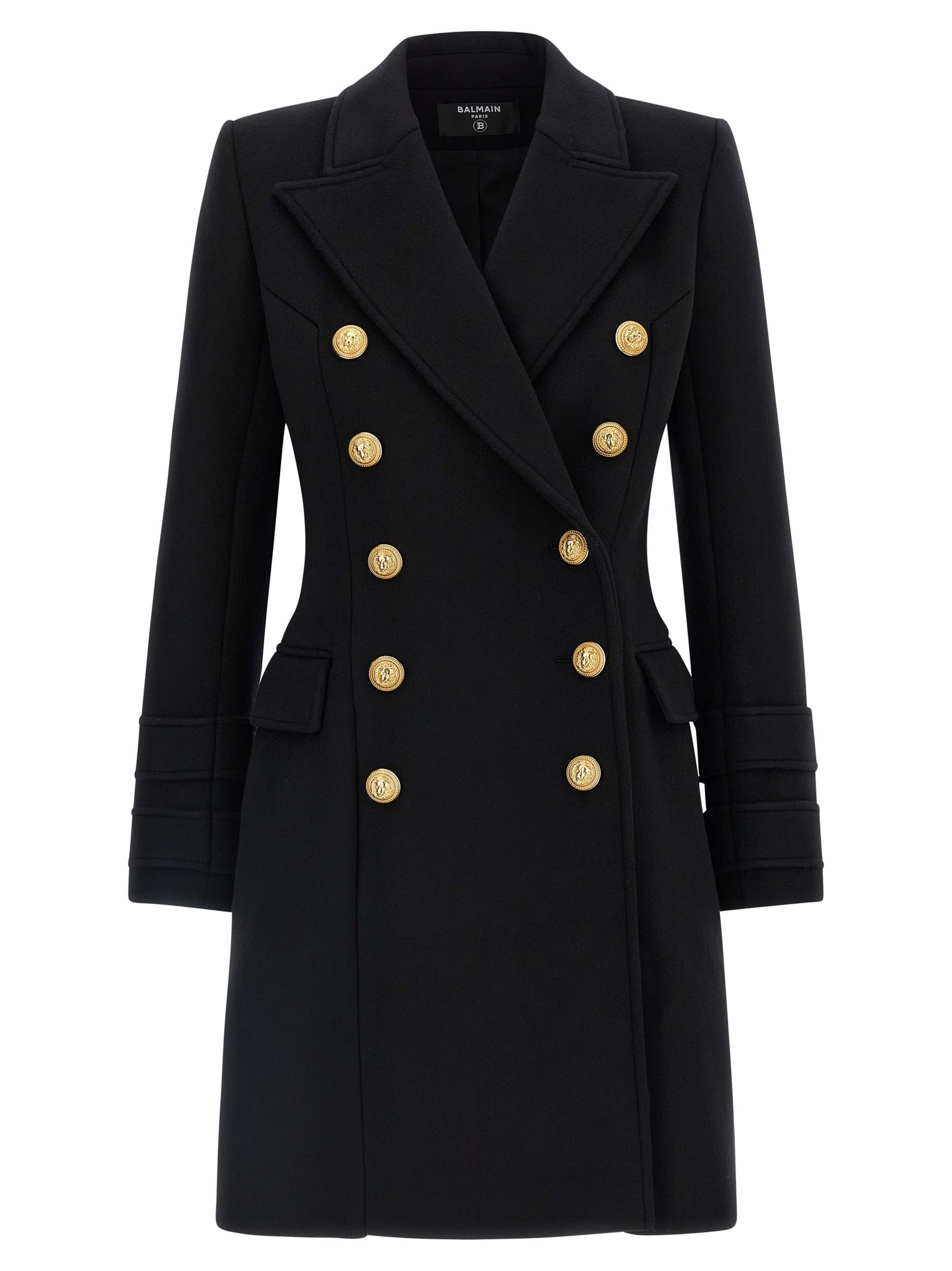 Balmain 10 Buttons Coat In Virgin Wool And Cashmere Women In Black