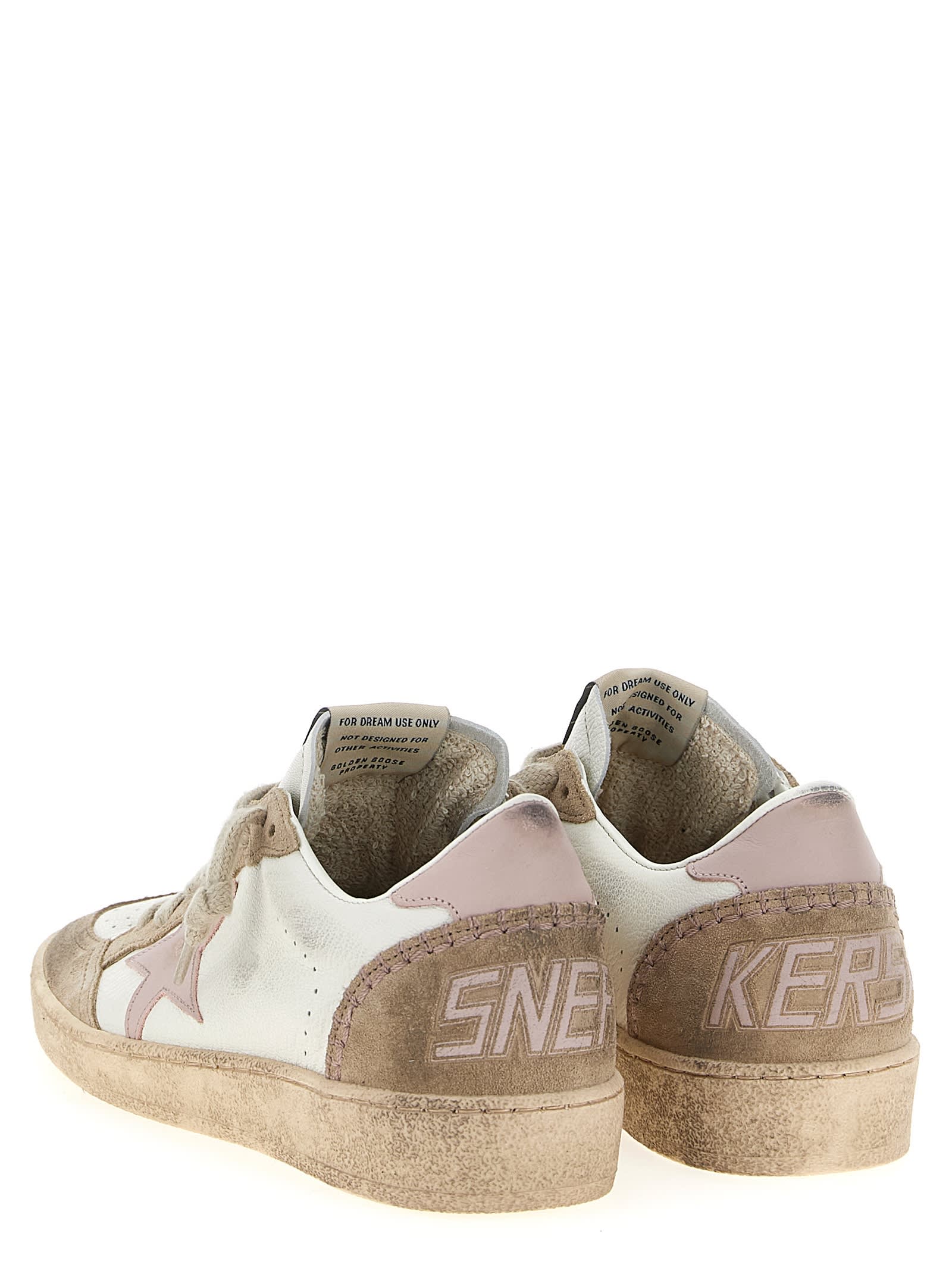 Golden Goose 'ballstar' White Low Top Sneakers With Glittered Star Patch On The Side And Glittered Heel With Logo In Black