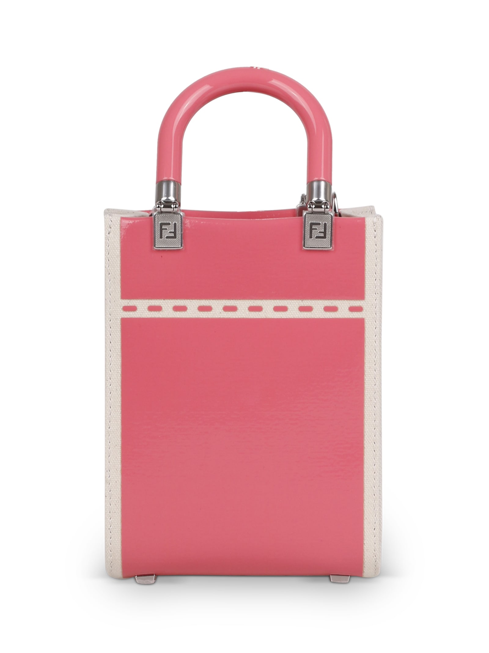 Fendi Sunshine Mini Bag In Canvas And Patent Leather In Rosa