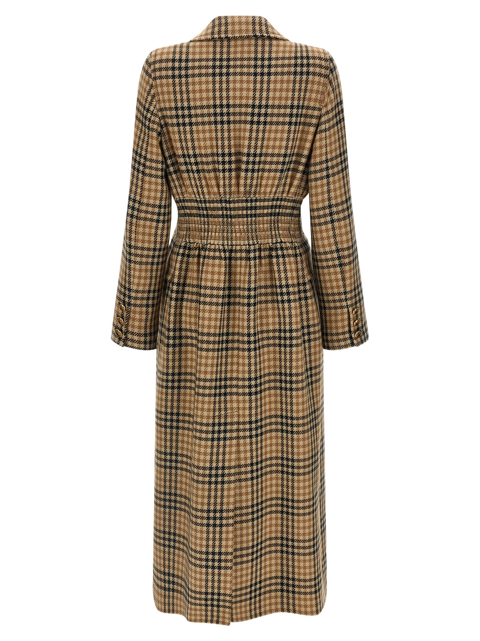 Valentino Garavani Houndstooth Wool Coat Coats And Trench Coats Brown In Brown
