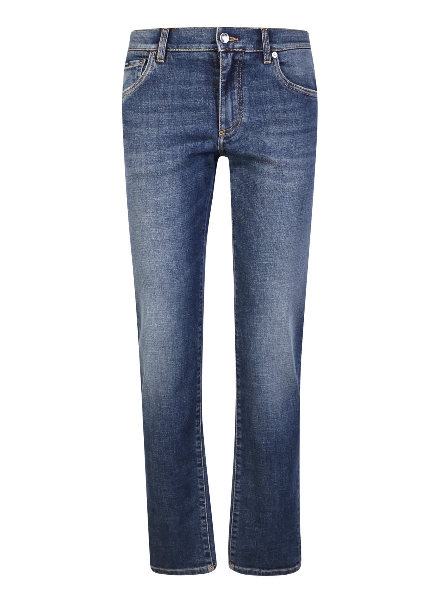 Dolce & Gabbana Logo Plaque Straight-leg Jeans In Blue