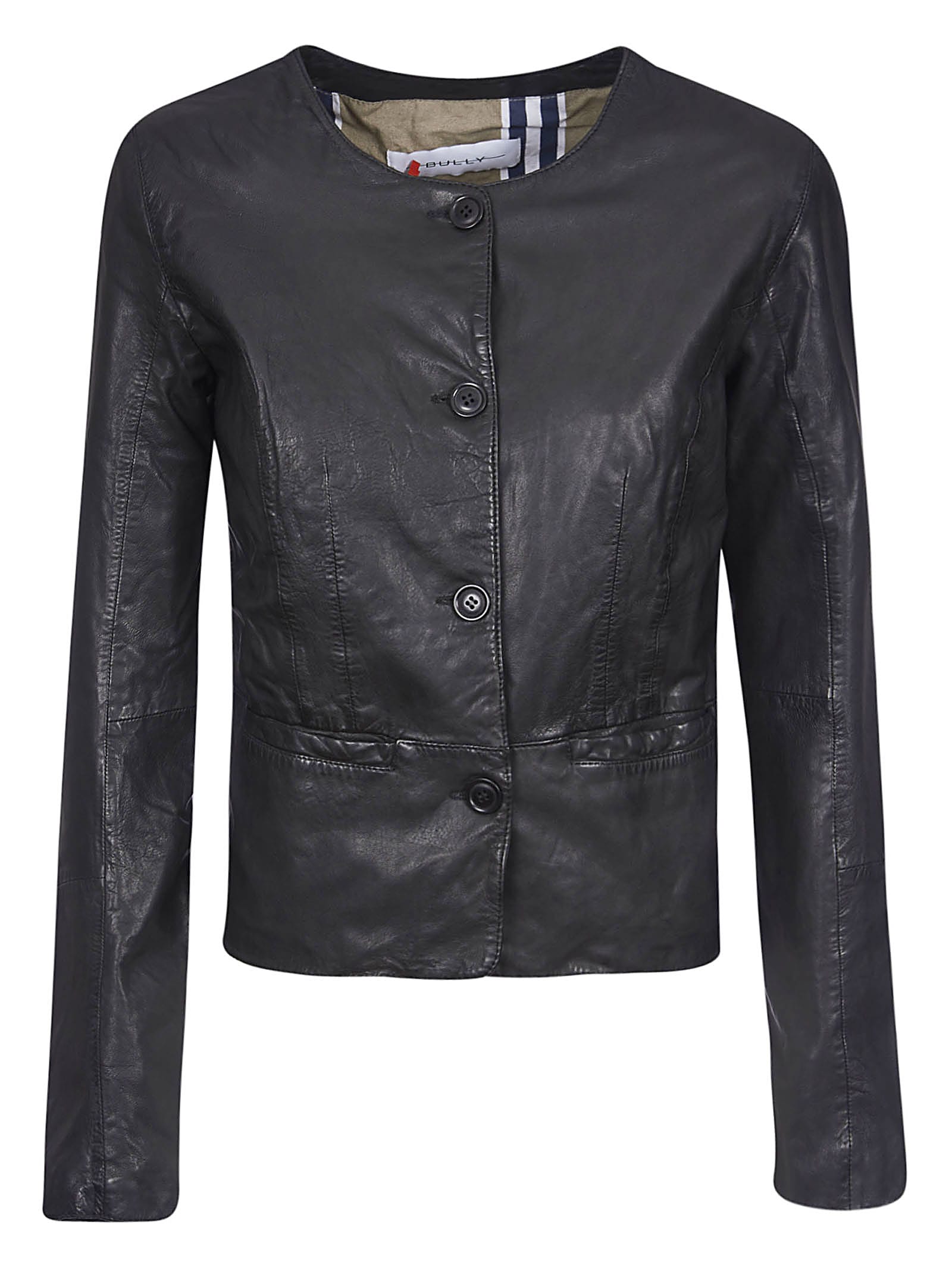 Bully Vintage Leather Jacket In Nero
