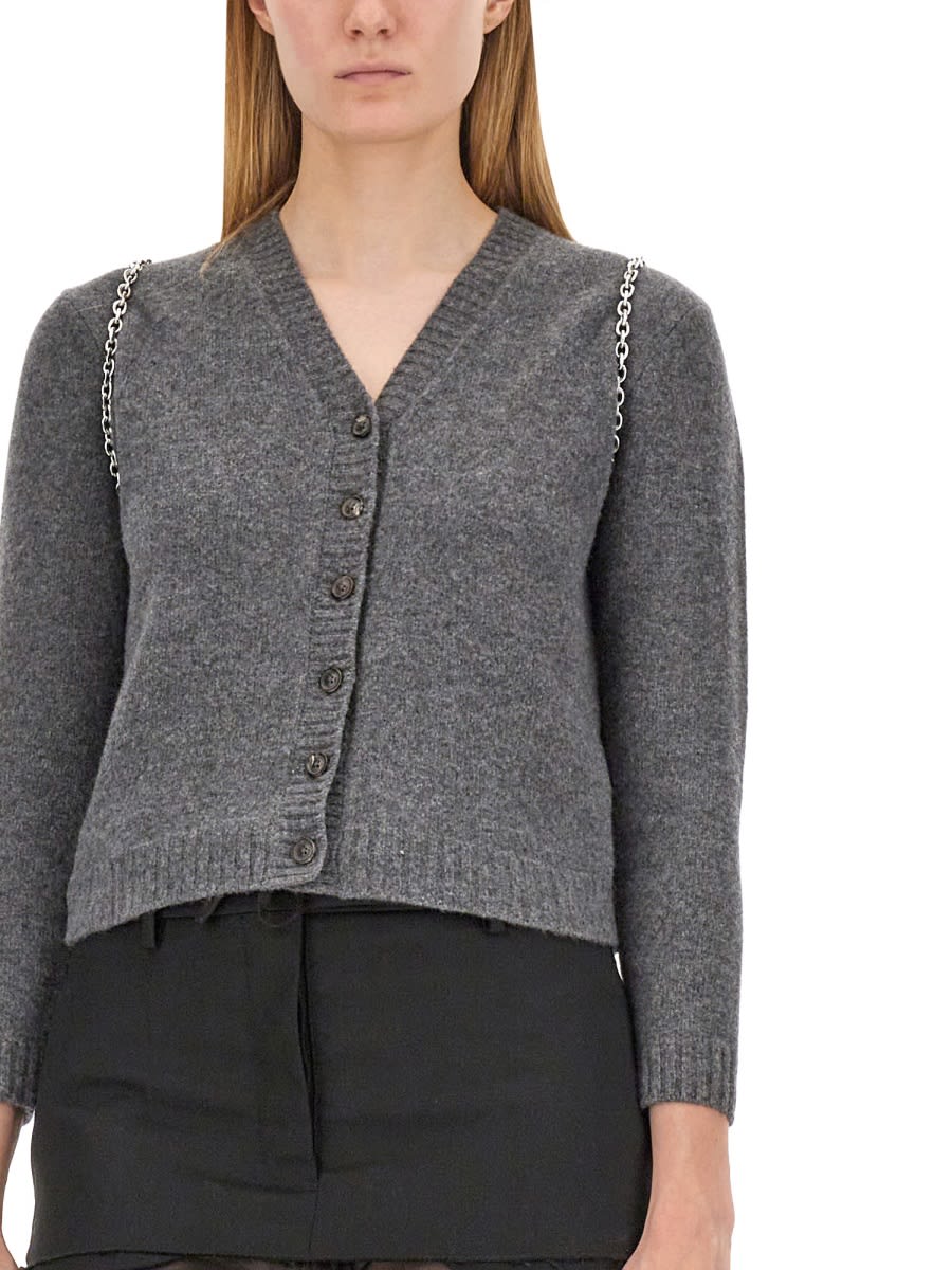 Shop Maison Margiela Wool Cardigan In Grey