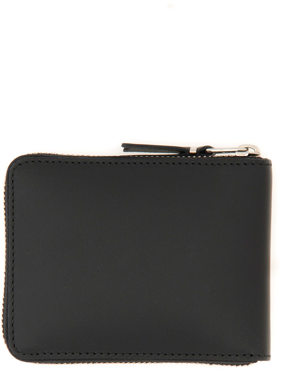 Shop Comme Des Garçons Silver Eyelet Line Wallet In Black