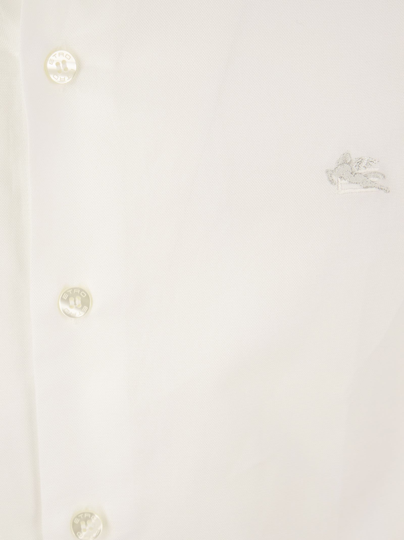 Shop Etro Button-down Cotton Shirt In Bianco
