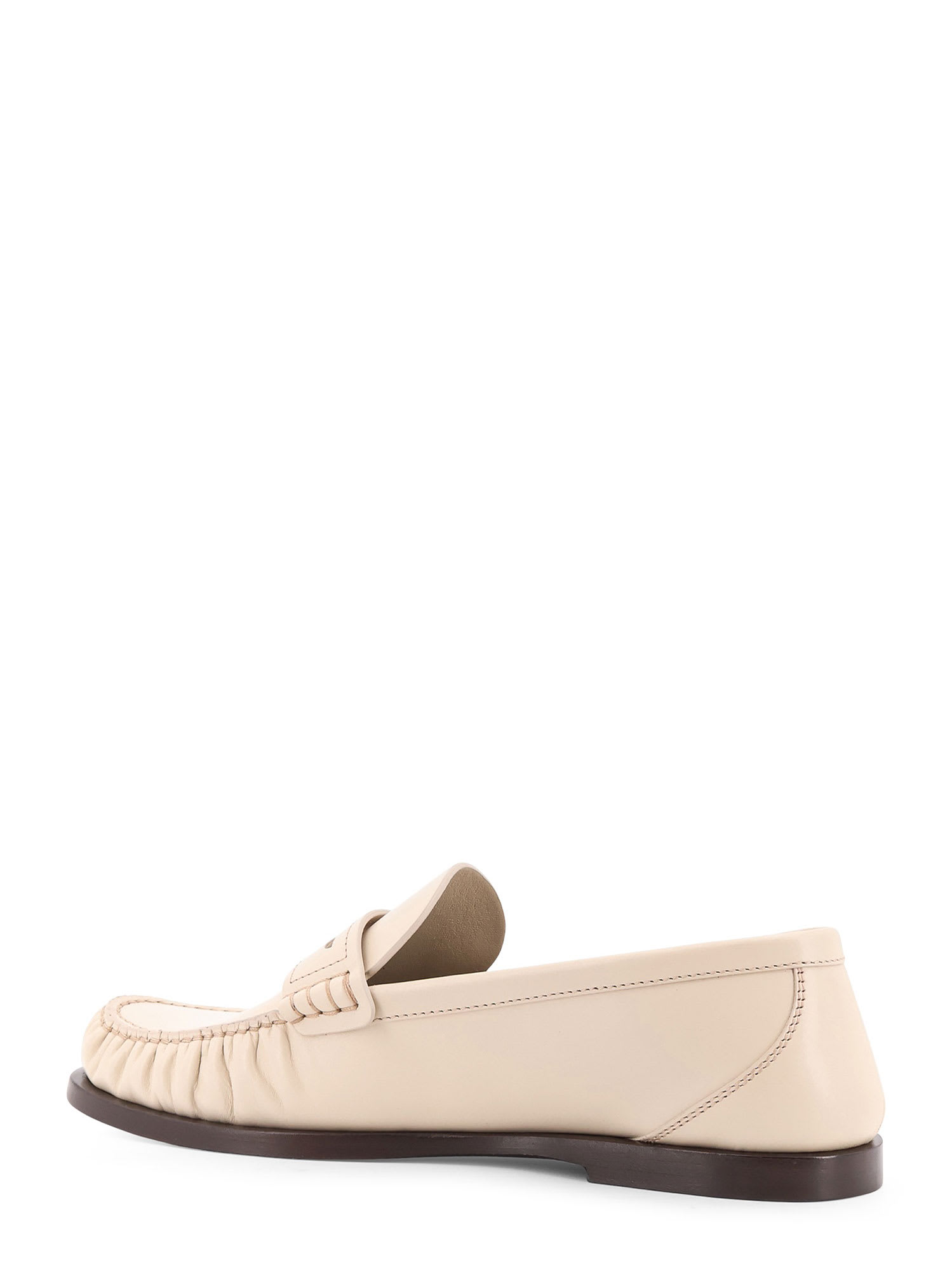 Saint Laurent Le Loafer Gathered Glossed-leather Loafers In Nude