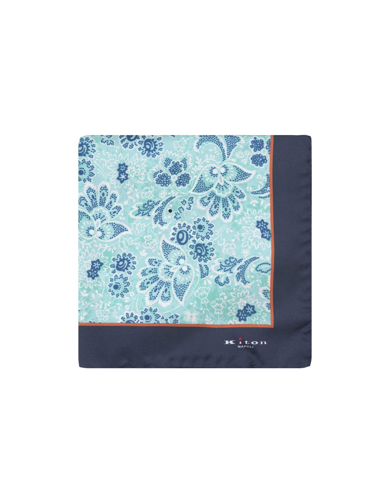 Turquoise Pocket Handkerchief With Cashmere Fantasy