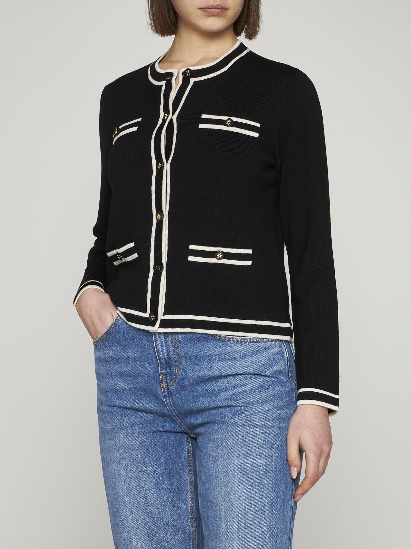 Shop Tory Burch Kendra Wool Cardigan In Black