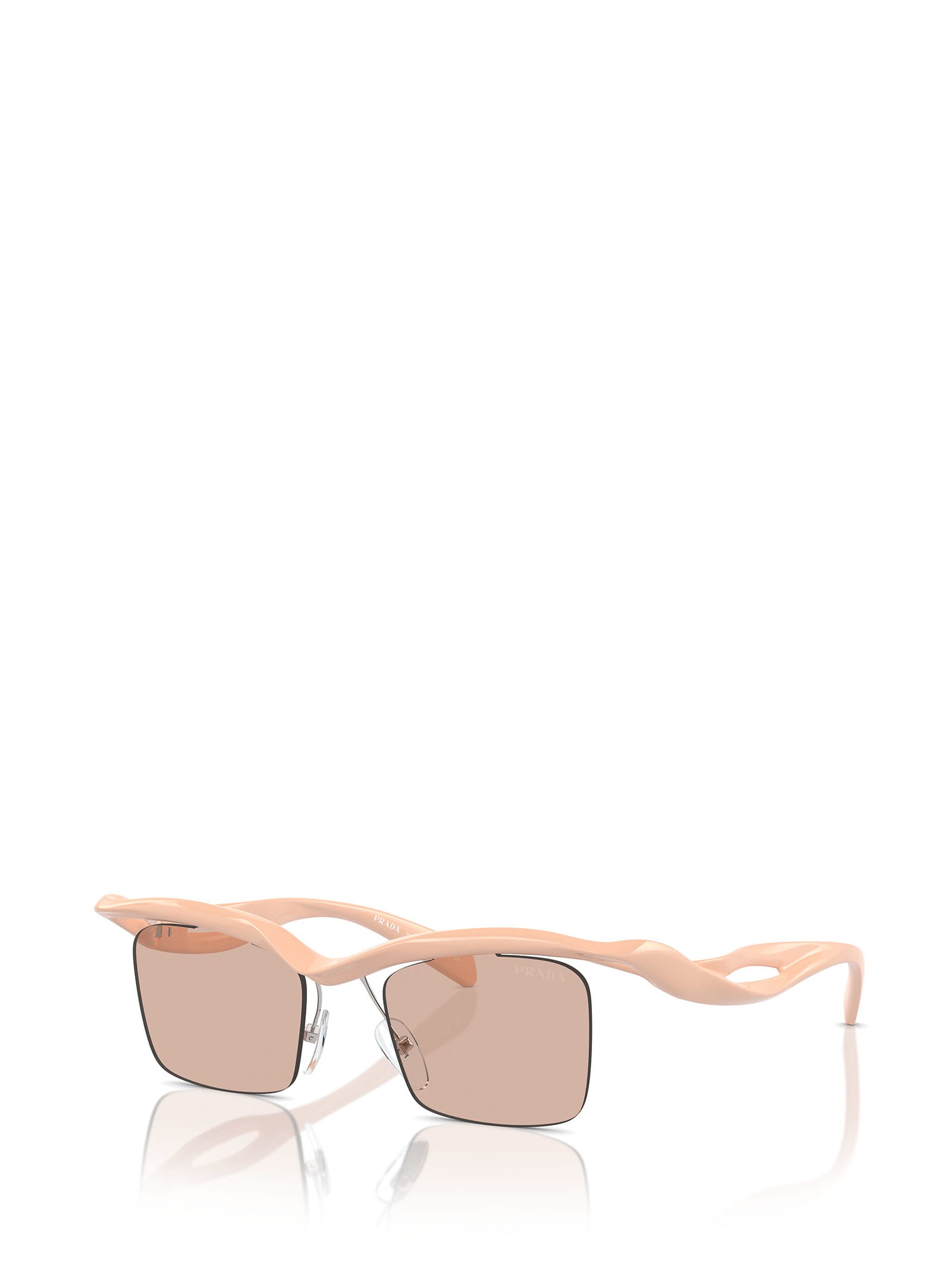 Shop Prada Pr A15s Peach Sunglasses