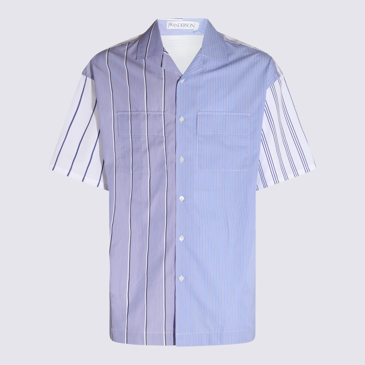 Shop Jw Anderson Blue Cotton Multi Stripe Shirt