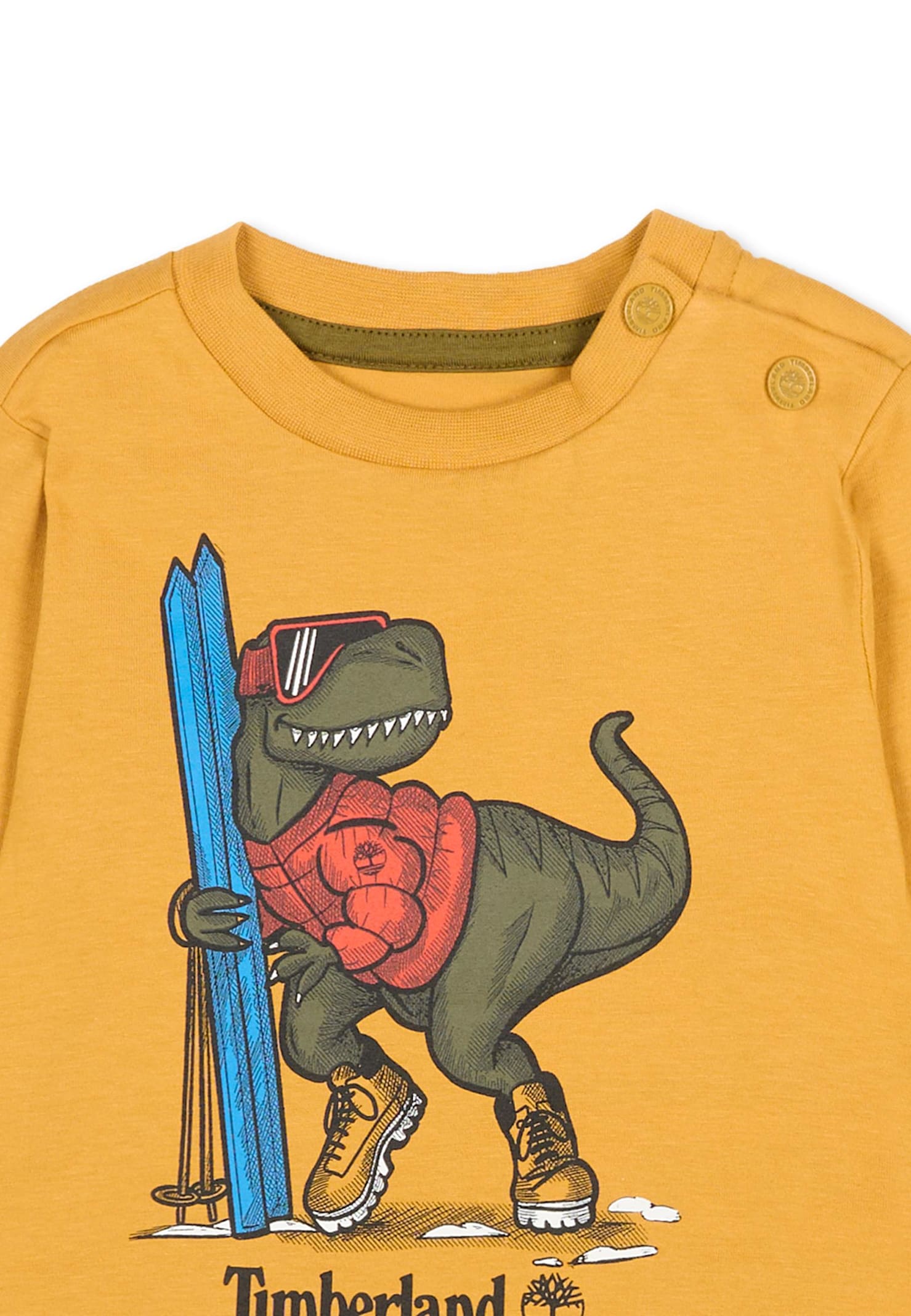 Timberland Yellow T-shirt For Baby Boy With Dinosaur In Yellow