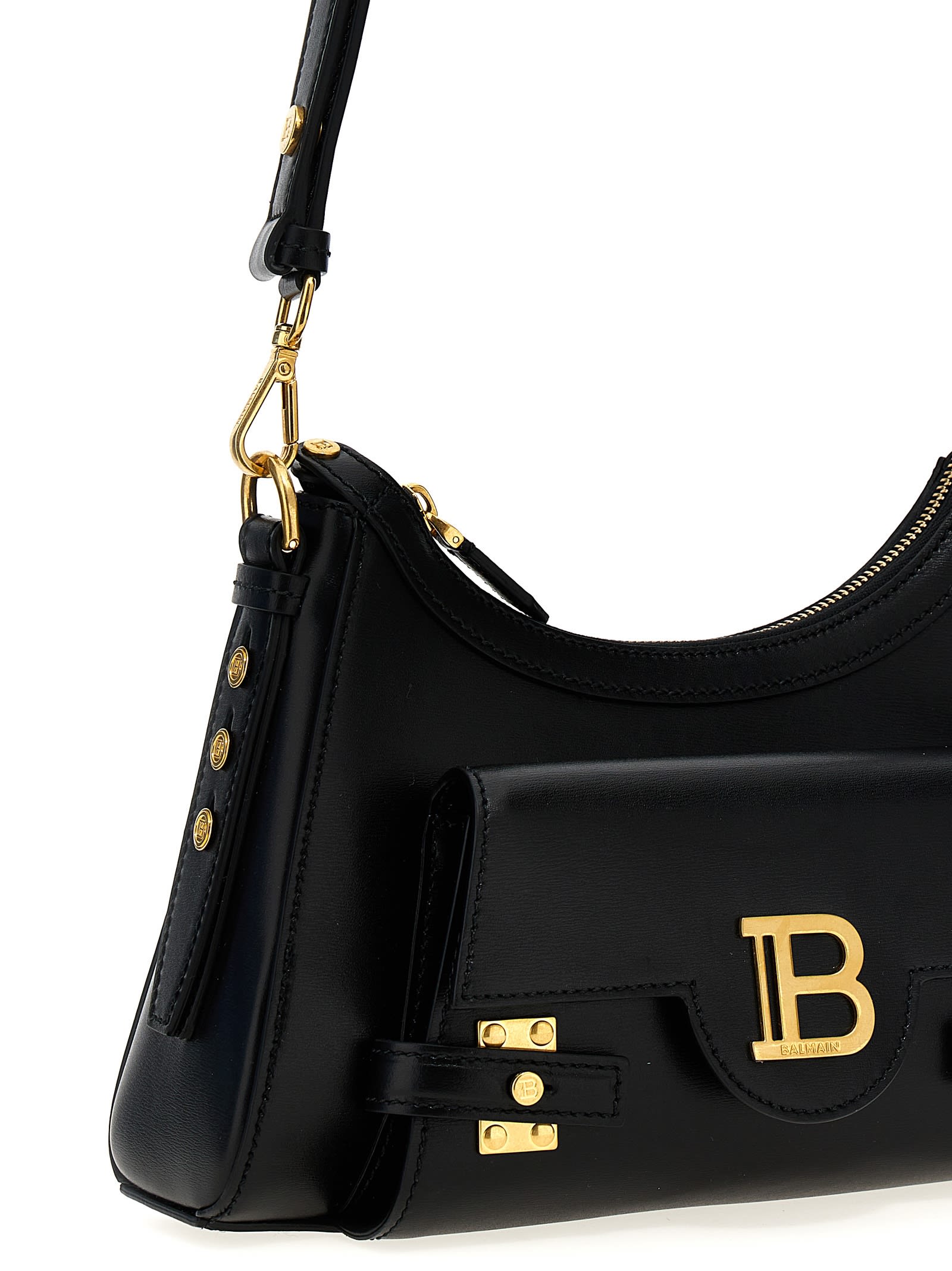 Shop Balmain B-buzz Hobo Shoulder Bag In Black