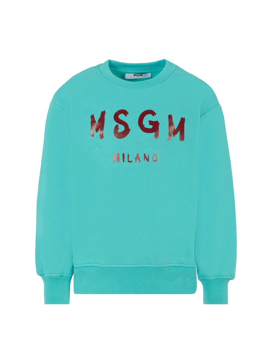Msgm Jersey With Logo In Blue