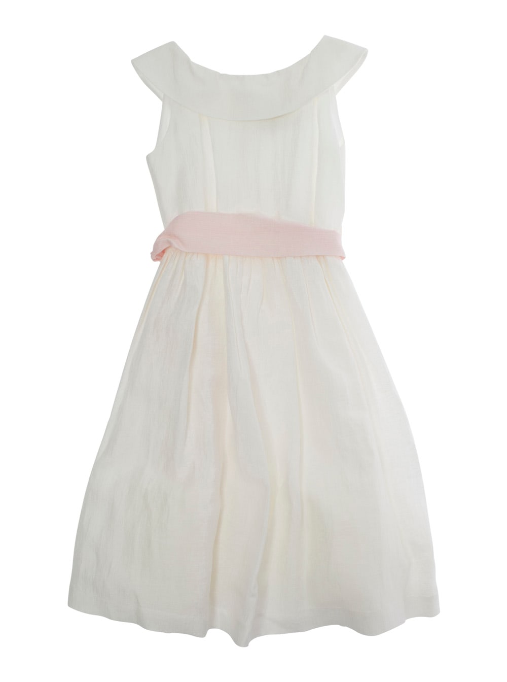 Il Gufo Belted Flared Dress In White