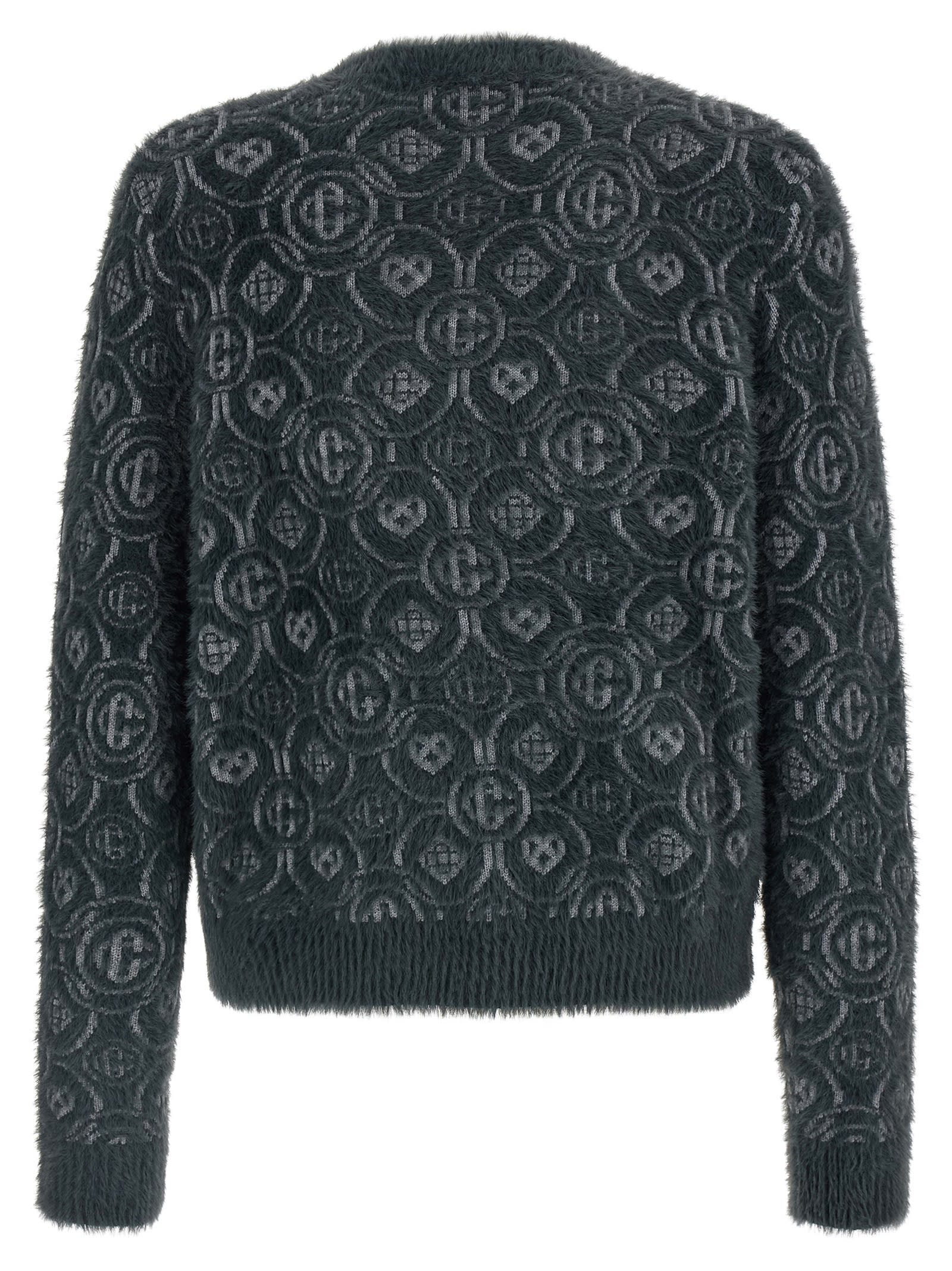 Casablanca Fluffy Monogram Sweater In Gray