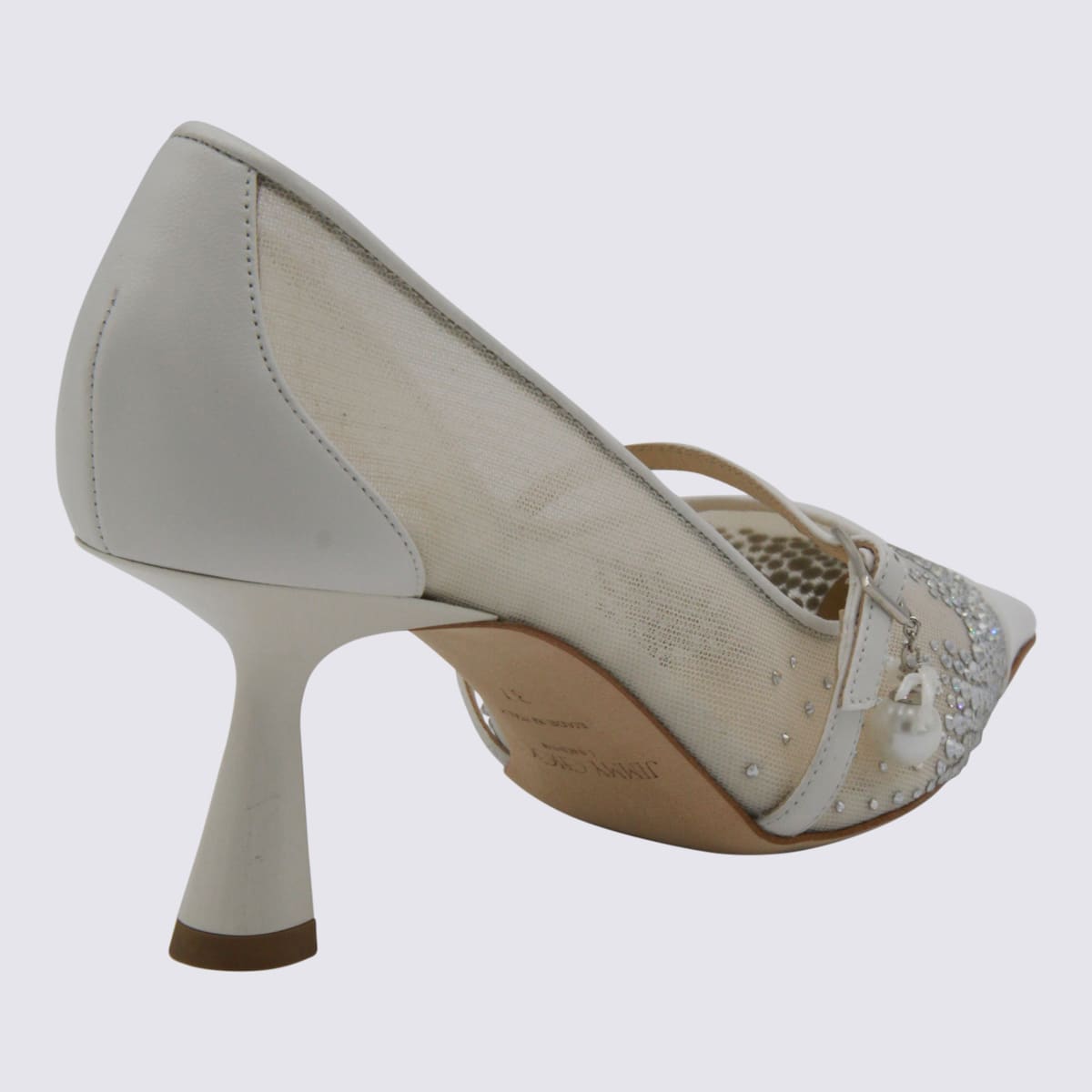 Jimmy Choo White And Crystal Aren Pumps In White