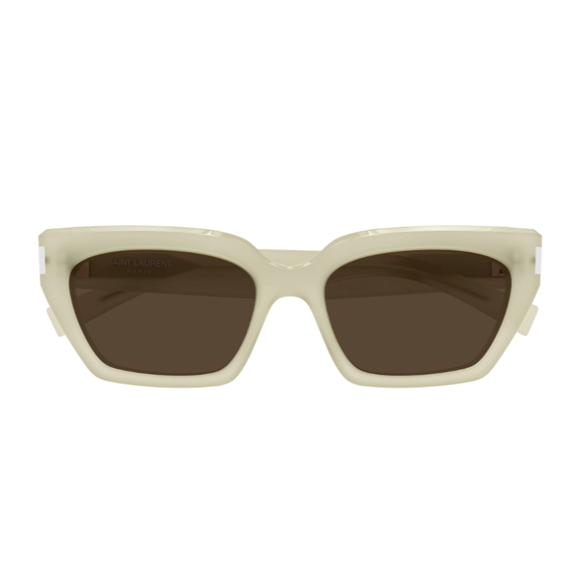 Saint Laurent Sl 826 Page Linea Corner Angle 004 Ivory Brown Sunglasses In White