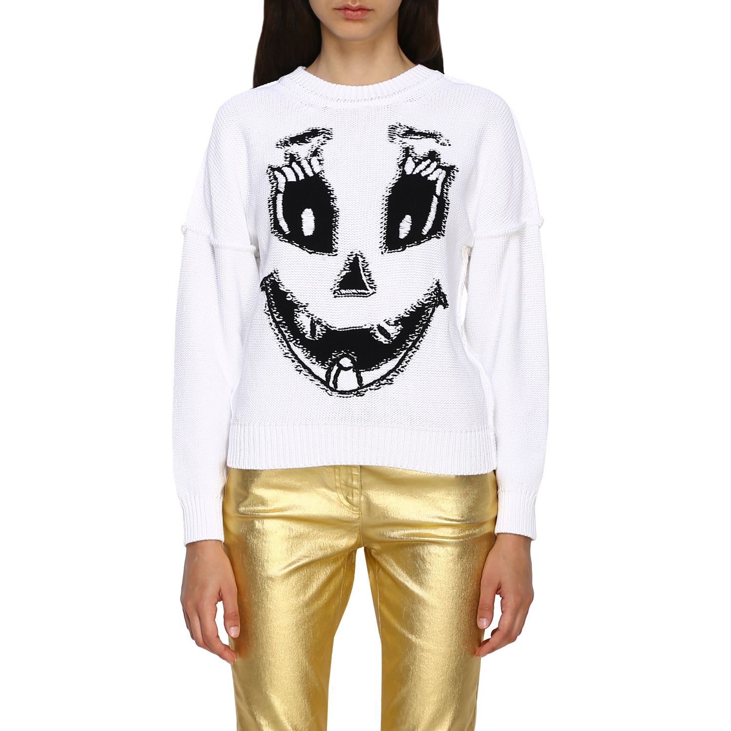 MOSCHINO COUTURE HALLOWEEN COLLECTION PULLOVER IN COTTON WITH PUMPKIN FACE,11262874