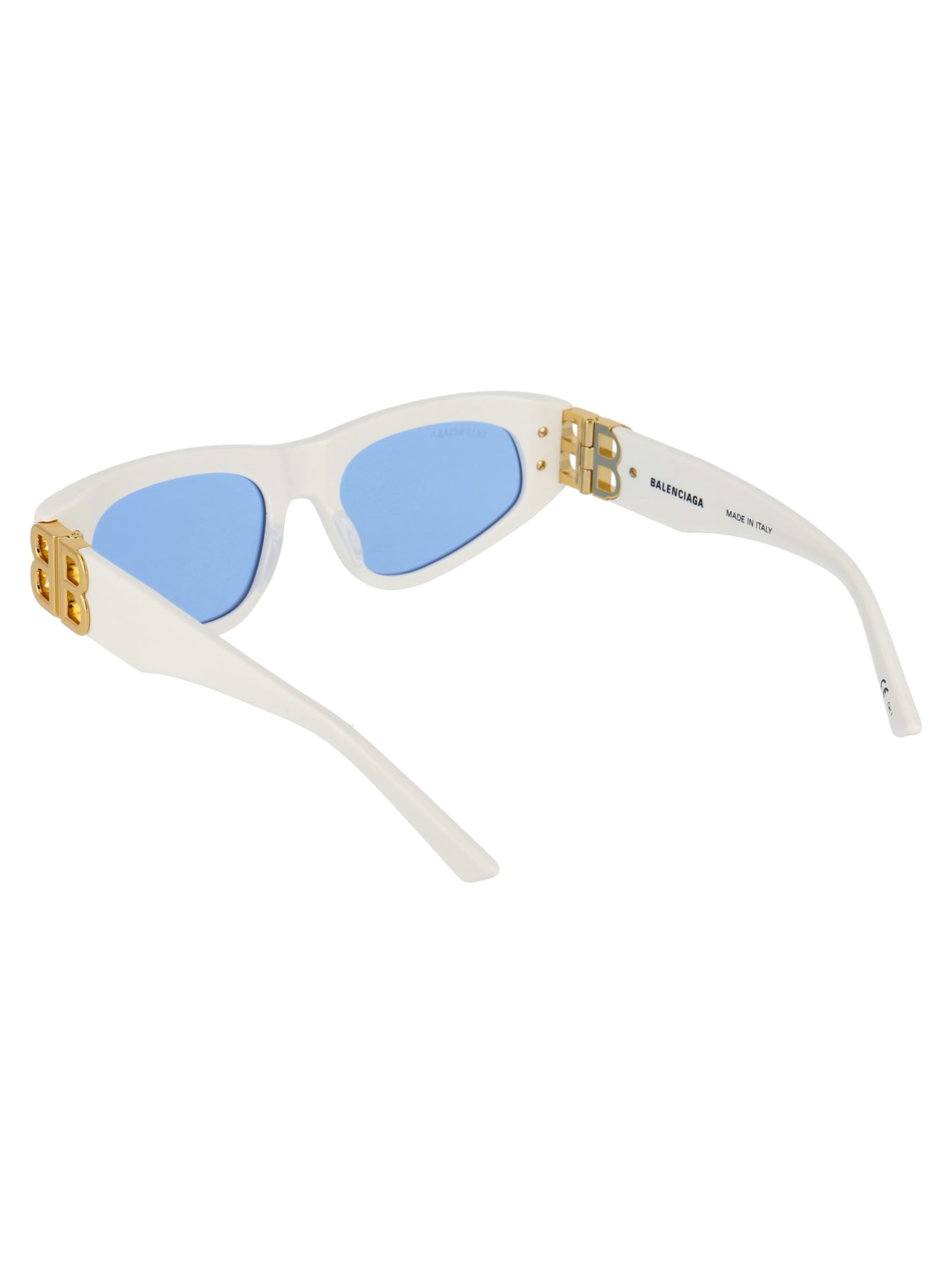 Shop Balenciaga Bb0095s Sunglasses In 004 White Gold Light Blue