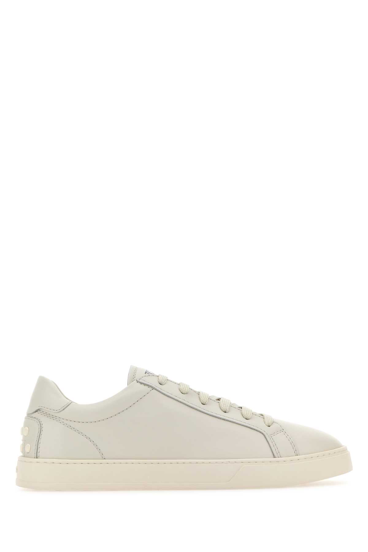 Shop Tod's Chalk Leather Sneakers In B009