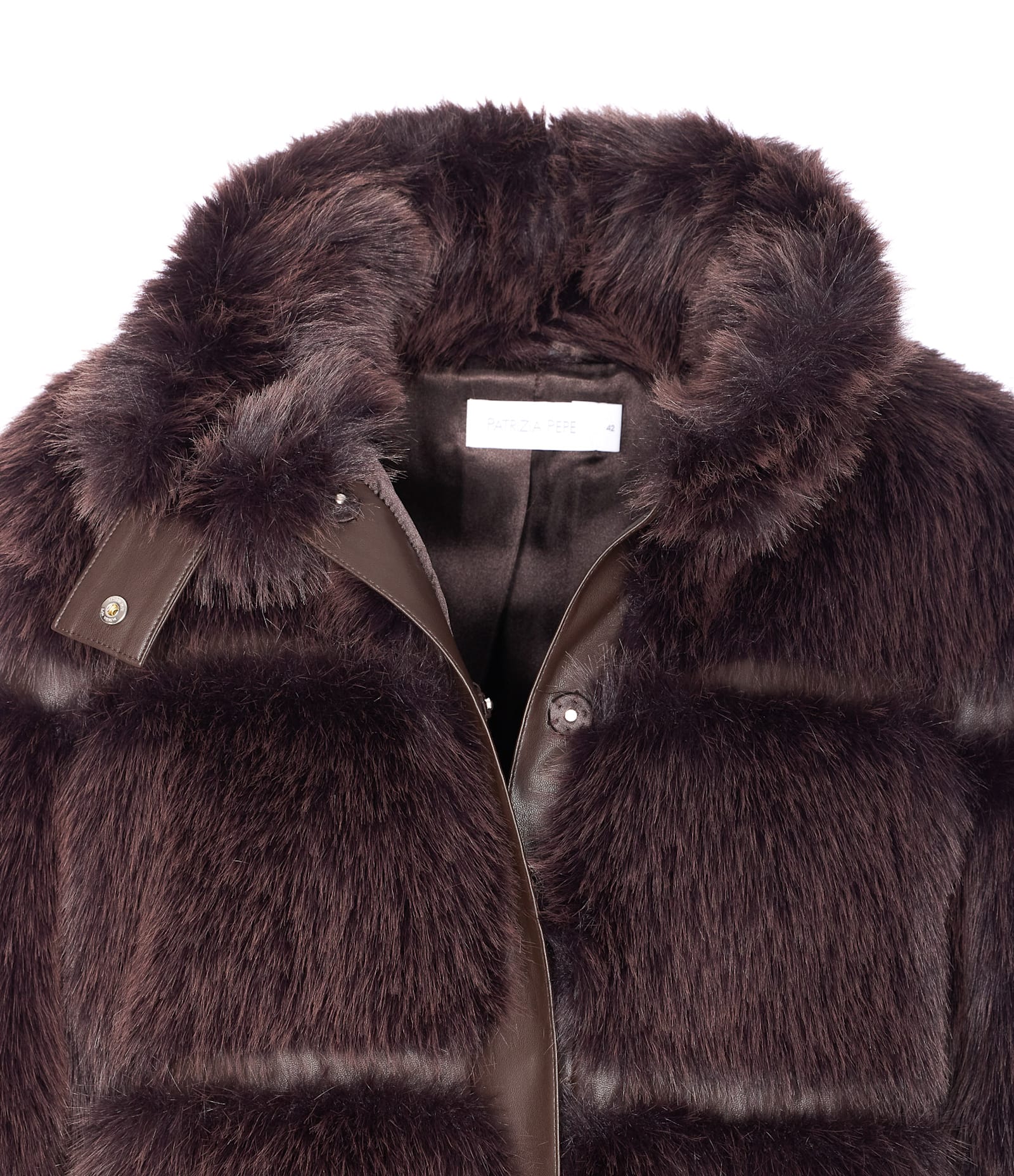 Patrizia Pepe Faux Fur Jacket In Brown