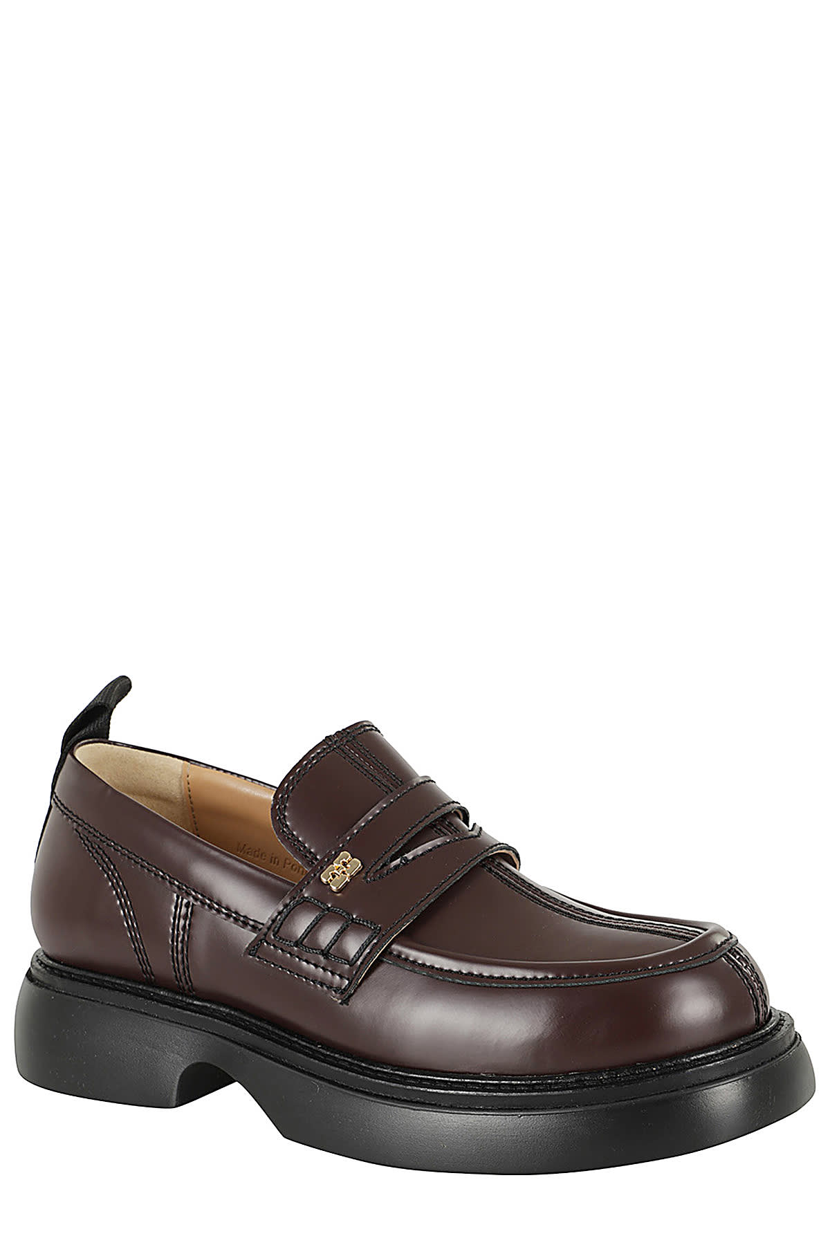 Shop Ganni Everyday Loafer Patent In Chocolate Fondant