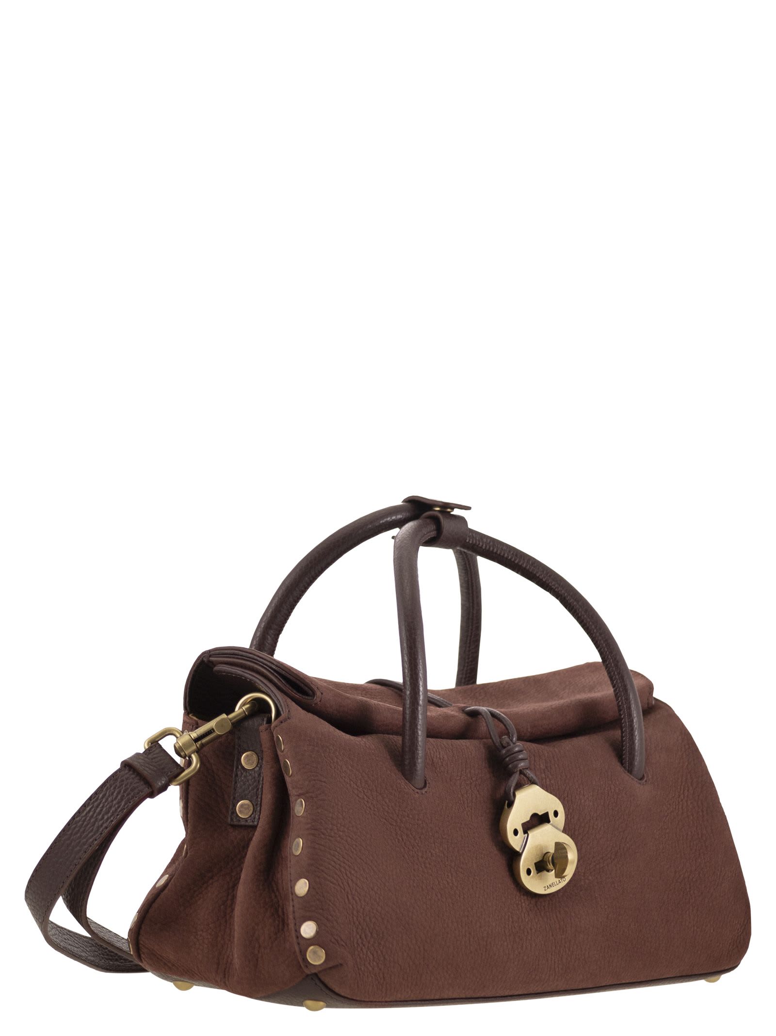 Zanellato Dotta Centauro Small Grained Leather Handbag In Brown
